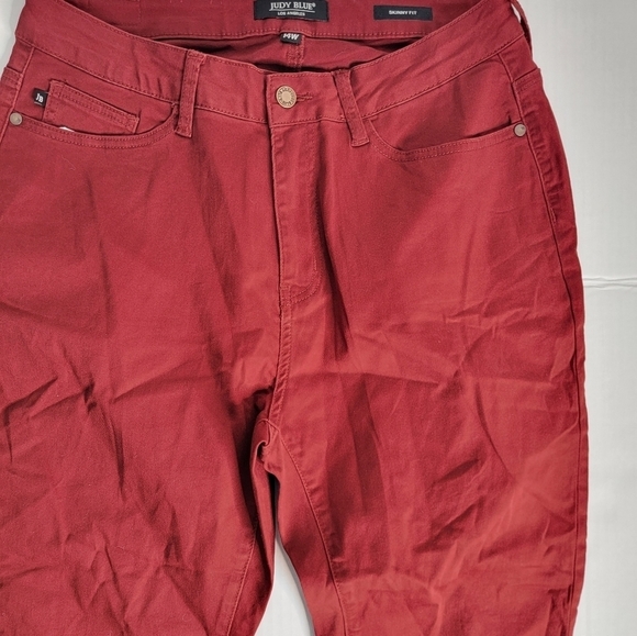 Judy Blue Jeans Sz 14 W High Rise Stretch Skinny Fit  Terracotta Burgundy - Picture 5 of 10